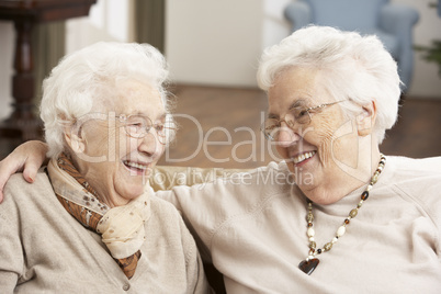 Two Senior Women Friends At Day Care Centre