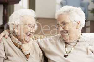 Two Senior Women Friends At Day Care Centre