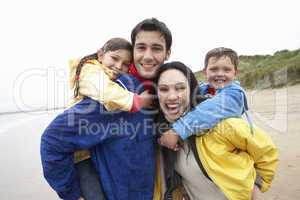 Happy family on beach