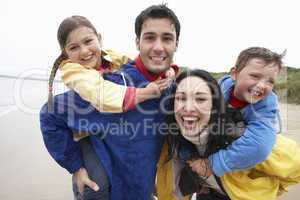 Happy family on beach