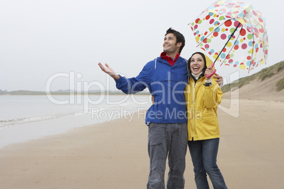 Happy couple on beach