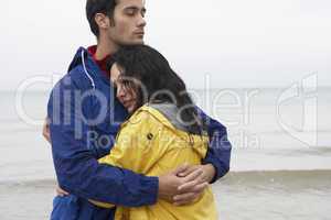 Couple on beach in love