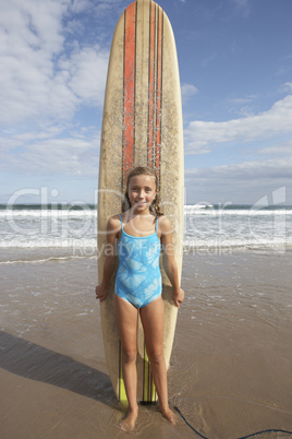 Girl with surfboard