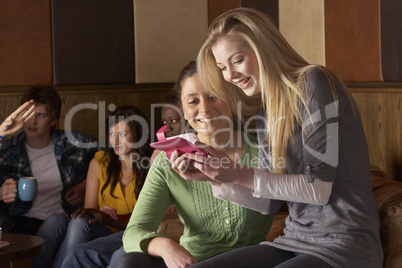 Young friends in café