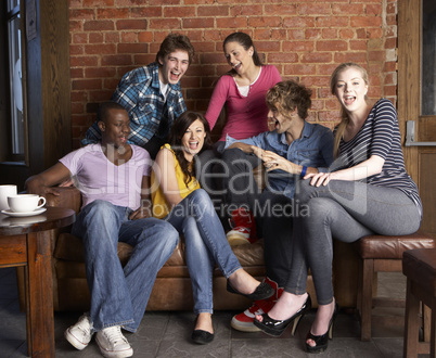 Young friends in café