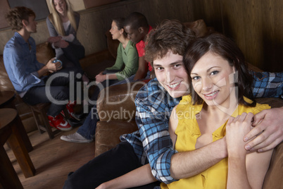 Young happy  couple in cafe