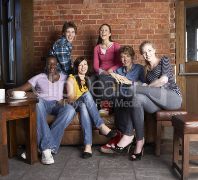 Young friends in café