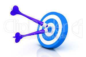 violate darts on blue target