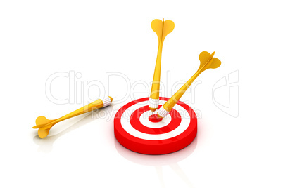 yellow darts on red target