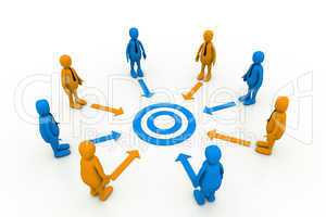 Team work target with leaders