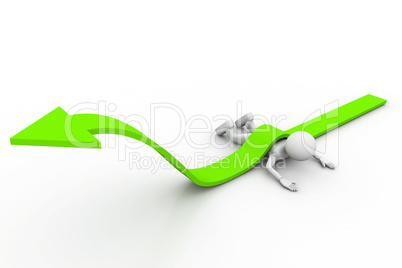 Man climb green growth arrow