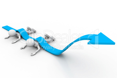 Man climb blue growth arrow
