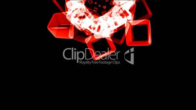red ice block,crystal jewelry necklace,flying glass boxes and rays light,tech web cubes matrix.