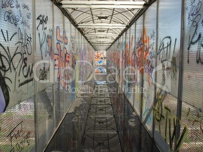 Bridge with graffiti