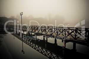 Foggy winter docks