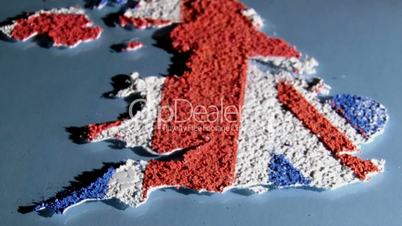Great Britain map, low angle, light blue