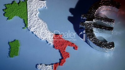 Italy map and euro symbol