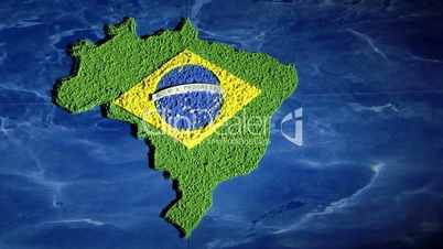 Brazil map and flag