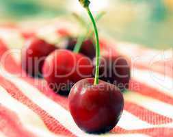 Cherries on a table