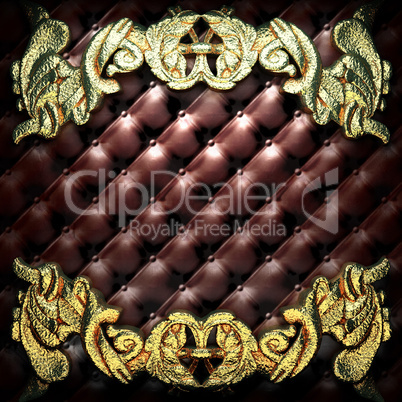 golden ornament on leather