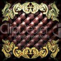 golden ornament on leather