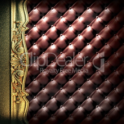 golden ornament on leather