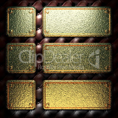 golden plate on leather