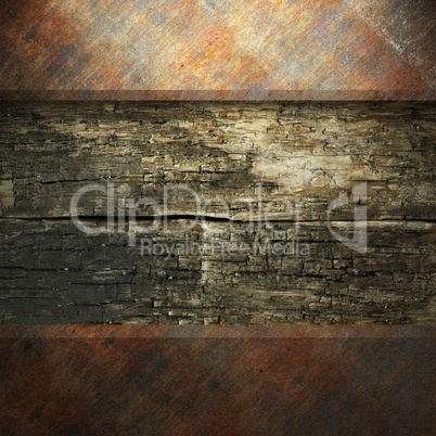rusty metal and wood plate
