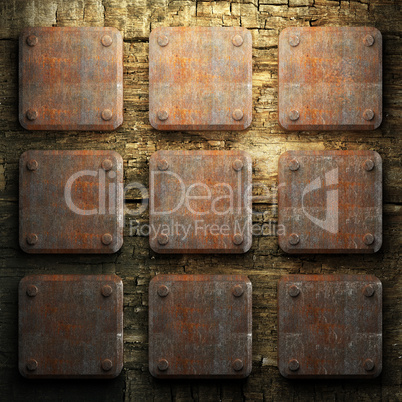 rusty metal and wood plate