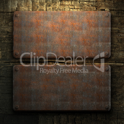 rusty metal and wood plate