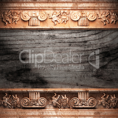 golden ornament on wood