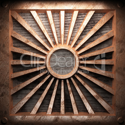 golden plate on wood golden plate on wood
