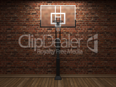 old brick wall and basketball