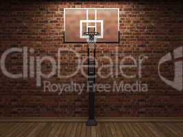 old brick wall and basketball