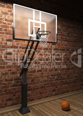old brick wall and basketball