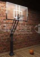 old brick wall and basketball