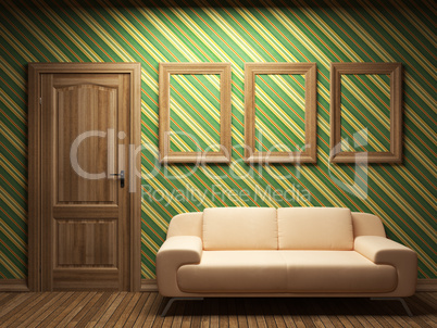 illuminated fabric wallpaper and door