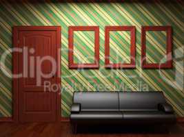 illuminated fabric wallpaper and door