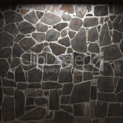 illuminated stone wall