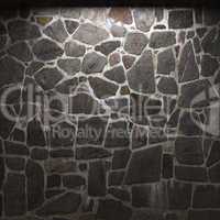 illuminated stone wall