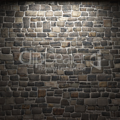 illuminated stone wall