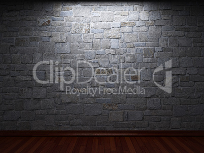 illuminated stone wall