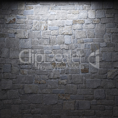 illuminated stone wall
