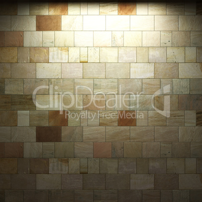 illuminated stone wall