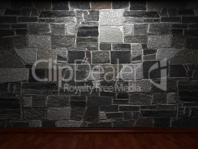 illuminated stone wall