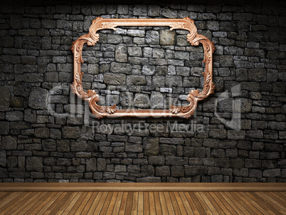 illuminated stone wall and frame