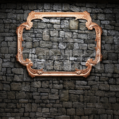 illuminated stone wall and frame