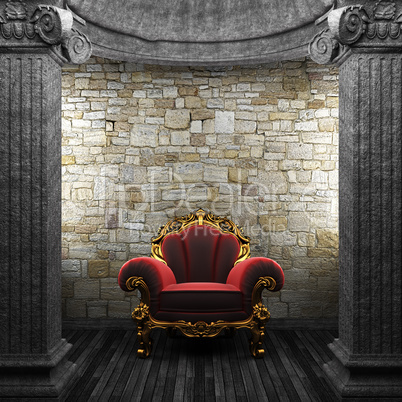 stone columns and chair
