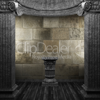 stone columns and pedestal