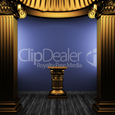 bronze columns, pedestal and wallpaper